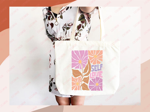Floral Tote Bag flower tote canvas wildflower bag eco friendly bag aesthetic tote bag reusable bag gift for plant lover tote flower bag cute