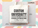 Custom Name College Tote Bag Custom University Gift Graduation Bag for Her Personalized College Tote Bag Campus School Bag Customized Gift