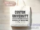 Custom Name College Tote Bag Custom University Gift Graduation Bag for Her Personalized College Tote Bag Campus School Bag Customized Gift