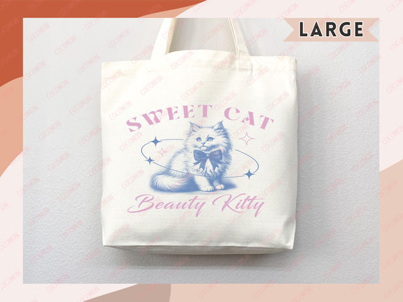 Cat Tote Bag Cat Lover Gift For Mom Cute Funny Canvas Tote Bag Animal Lover Reusable Bag Aesthetic Tote Shopper Women's Tote School Bag Tote