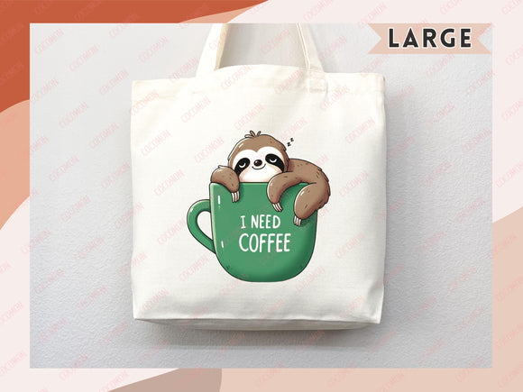 Sloth Canvas Tote Bag Funny Sloth Lover Gift Tote Bag Everyday Tote Eco Friendly Gift Tote Shopper Bag Reusable Grocery Bag Cute Bag Animal