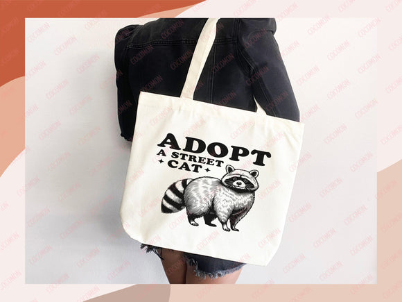 Raccoon Canvas Tote Bag Funny Raccoon Lover Gift Tote Bag Everyday Tote Eco Friendly Tote Shopper Gift Tote Reusable Grocery Bag Cute Bag