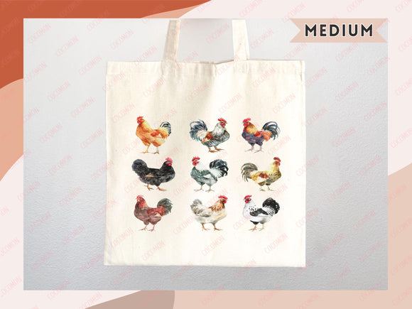 Chicken Canvas Tote Bag Funny Chicken Lover Gift Tote Bag Everyday Tote Eco Friendly Campus Tote Reusable Grocery Bag Cute Bag Aesthetic Bag
