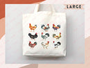 Chicken Canvas Tote Bag Funny Chicken Lover Gift Tote Bag Everyday Tote Eco Friendly Campus Tote Reusable Grocery Bag Cute Bag Aesthetic Bag