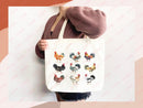 Chicken Canvas Tote Bag Funny Chicken Lover Gift Tote Bag Everyday Tote Eco Friendly Campus Tote Reusable Grocery Bag Cute Bag Aesthetic Bag