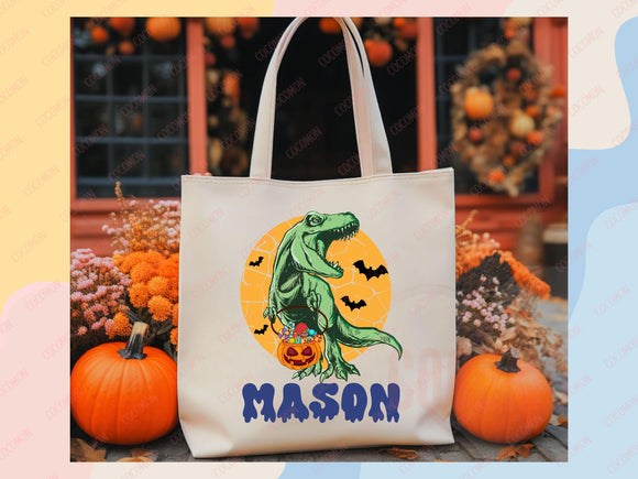 Personalized Halloween Tote Bag Custom Name Tote Kids Trick or Treat Halloween Gift Bag Goodie Bag Spooky Halloween Party Favor Gift