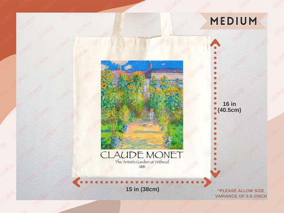 Monet Tote Bag Artsy Bag Monet Shoulder Bag Monet Gift School Tote Bag Eco Friendly Aesthetic Tote Shopper Reusable Grocery Bag Gift for Her