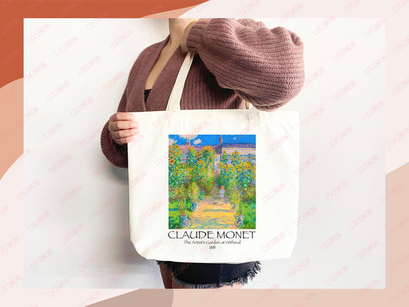 Monet Tote Bag Artsy Bag Monet Shoulder Bag Monet Gift School Tote Bag Eco Friendly Aesthetic Tote Shopper Reusable Grocery Bag Gift for Her
