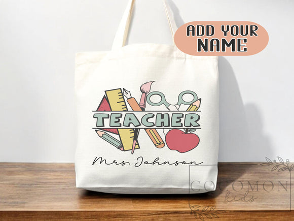 Teacher Appreciation Bag Gift Tote Bag Canvas Custom Teacher Gift Personalized School Bag Gifted Teacher Tote Reusable Bag School Campus Bag