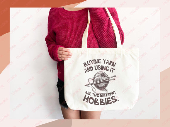 Knitting Lover Canvas Tote Bag Funny Knitting Bag Knit Everyday Tote Eco Friendly Gift Tote Shopper Reusable Grocery Bag Cute Aesthetic Bag