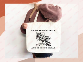 Raccoon Canvas Tote Bag Funny Raccoon Lover Gift Tote Bag Everyday Tote Eco Friendly Tote Shopper Gift Tote Reusable Grocery Bag Cute Bag