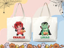 Personalized Halloween Tote Bag Custom Name Tote Kids Trick or Treat Halloween Gift Bag Goodie Bag Spooky Halloween Party Favor Gift Tote