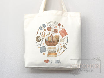 Knitting Lover Canvas Tote Bag Funny Knitting Bag Knit Everyday Tote Eco Friendly Gift Tote Shopper Reusable Grocery Bag Cute Aesthetic Bag