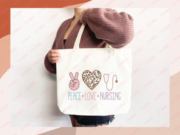 Nurse Canvas Tote Bag Nursing Bag Registered Nurse Gift for Her Women Bag Everyday Tote Eco Friendly Gift Tote Shopper Reusable Grocery Bag