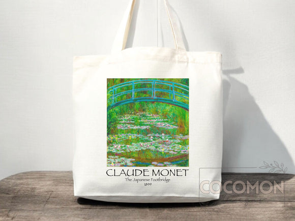 Monet Tote Bag Artsy Bag Monet Shoulder Bag Monet Gift School Tote Bag Eco Friendly Aesthetic Tote Shopper Reusable Grocery Bag Gift for Her
