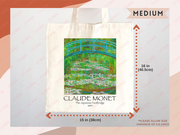 Monet Tote Bag Artsy Bag Monet Shoulder Bag Monet Gift School Tote Bag Eco Friendly Aesthetic Tote Shopper Reusable Grocery Bag Gift for Her