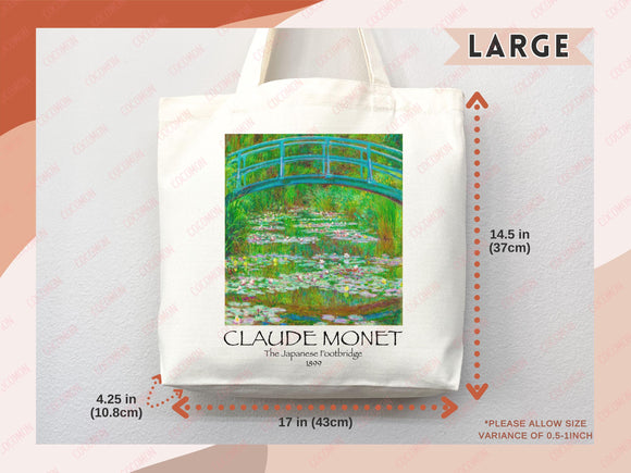 Monet Tote Bag Artsy Bag Monet Shoulder Bag Monet Gift School Tote Bag Eco Friendly Aesthetic Tote Shopper Reusable Grocery Bag Gift for Her