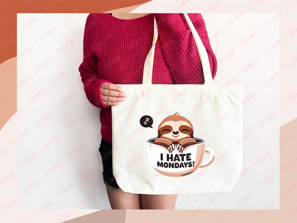 Sloth Canvas Tote Bag Funny Sloth Lover Gift Tote Bag Everyday Tote Eco Friendly Gift Tote Shopper Bag Reusable Grocery Bag Cute Bag Animal