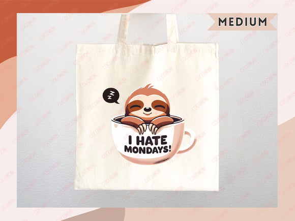 Sloth Canvas Tote Bag Funny Sloth Lover Gift Tote Bag Everyday Tote Eco Friendly Gift Tote Shopper Bag Reusable Grocery Bag Cute Bag Animal