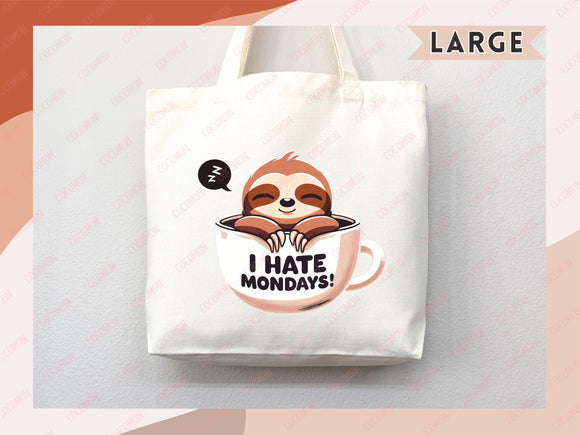 Sloth Canvas Tote Bag Funny Sloth Lover Gift Tote Bag Everyday Tote Eco Friendly Gift Tote Shopper Bag Reusable Grocery Bag Cute Bag Animal