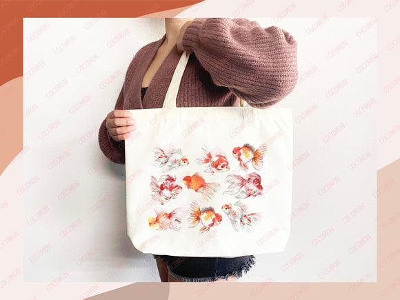 Goldfish Canvas Tote Bag Goldfish Lover Gift Tote Bag Everyday Tote Eco Friendly Aesthetic Tote Shopper Reusable Grocery Bag Cute Bag Animal