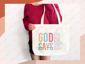 Faith Tote Bag Christian Tote Bag Gift Religious Scripture Gift Bible Verse Christian Girl Gift Church Sunday School Bag Campus Tote Shopper