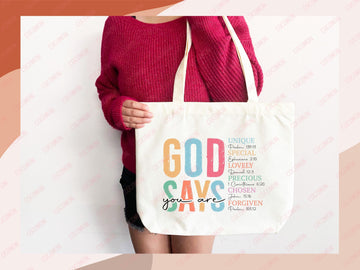 Faith Tote Bag Christian Tote Bag Gift Religious Scripture Gift Bible Verse Christian Girl Gift Church Sunday School Bag Campus Tote Shopper