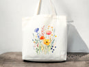 Floral Tote Bag flower tote canvas wildflower bag eco friendly bag aesthetic tote bag reusable bag gift for plant lover tote flower bag cute