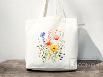 Floral Tote Bag flower tote canvas wildflower bag eco friendly bag aesthetic tote bag reusable bag gift for plant lover tote flower bag cute