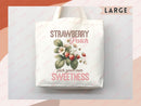 Strawberry Canvas Tote Bag Farmers Market Tote Bag Gift Tote Shopper Bag Everyday Tote Eco Friendly Tote Reusable Grocery Bag Summer Bag