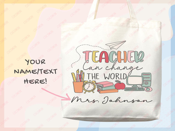 Teacher Appreciation Bag Gift Tote Bag Canvas Custom Teacher Gift Personalized School Bag Gifted Teacher Tote Reusable Bag School Campus Bag
