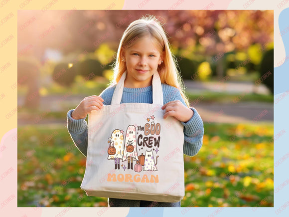 Personalized Halloween Tote Bag Custom Name Tote Kids Trick or Treat Halloween Gift Bag Goodie Bag Spooky Halloween Party Favor Gift Tote