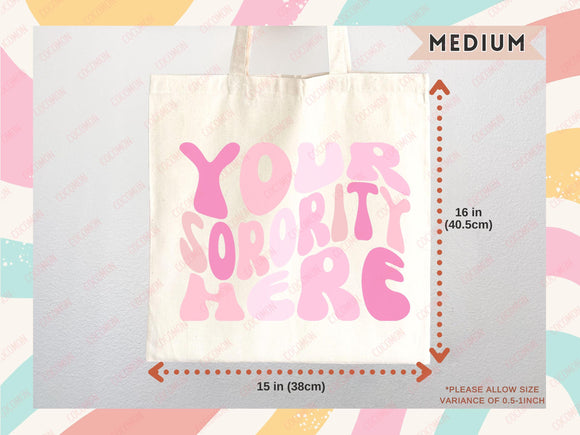 Custom Sorority Tote Bag Gift Rush Initiation Bid Day Big Little Gift Custom Name Sorority Gift College Tote Bag Personalized Gift For Her