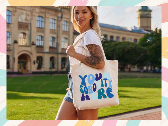 Custom Sorority Tote Bag Gift Rush Initiation Bid Day Big Little Gift Custom Name Sorority Gift College Tote Bag Personalized Gift For Her