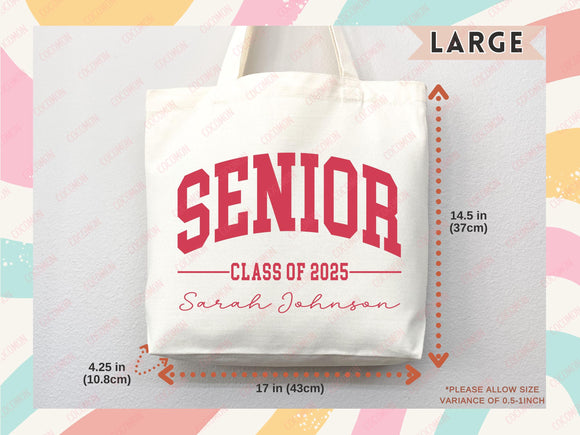 Custom Name Senior Tote Bag High School University Gift Graduation Bag for Her Personalized College Tote Campus School Bag Customized Gift