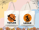 Personalized Halloween Tote Bag Custom Name Tote Kids Trick or Treat Halloween Gift Bag Goodie Bag Spooky Halloween Party Favor Gift Tote
