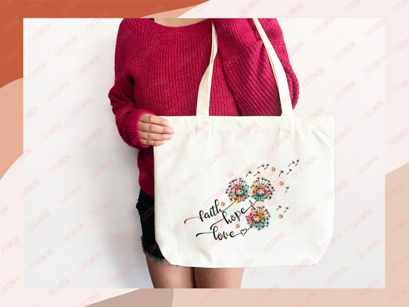 Faith Tote Bag Christian Tote Bag Gift Religious Scripture Gift Bible Verse Christian Girl Gift Church Sunday School Bag Campus Tote Shopper
