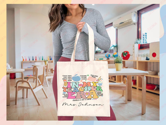 Teacher Appreciation Bag Gift Tote Bag Canvas Custom Teacher Gift Personalized School Bag Gifted Teacher Tote Reusable Bag School Campus Bag