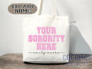 Custom Sorority Tote Bag Gift Rush Initiation Bid Day Big Little Gift Custom Name Sorority Gift College Tote Bag Personalized Gift For Her