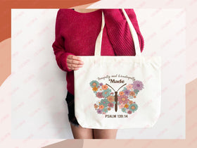 Faith Tote Bag Christian Tote Bag Gift Religious Scripture Gift Bible Verse Christian Girl Gift Church Sunday School Bag Campus Tote Shopper