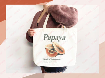 Papaya Canvas Tote Bag Farmers Market Tote Bag Gift Tote Shopper Bag Everyday Tote Eco Friendly Tote Reusable Grocery Bag Cute Summer Bag