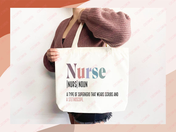 Nurse Canvas Tote Bag Nursing Bag Registered Nurse Gift for Her Women Bag Everyday Tote Eco Friendly Gift Tote Shopper Reusable Grocery Bag