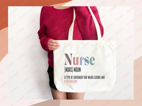 Nurse Canvas Tote Bag Nursing Bag Registered Nurse Gift for Her Women Bag Everyday Tote Eco Friendly Gift Tote Shopper Reusable Grocery Bag
