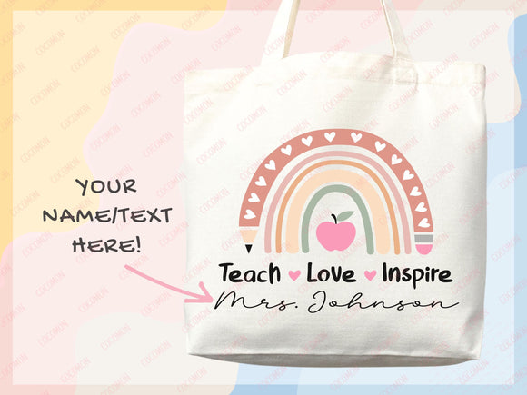 Teacher Appreciation Bag Gift Tote Bag Canvas Custom Teacher Gift Personalized School Bag Gifted Teacher Tote Reusable Bag School Campus Bag