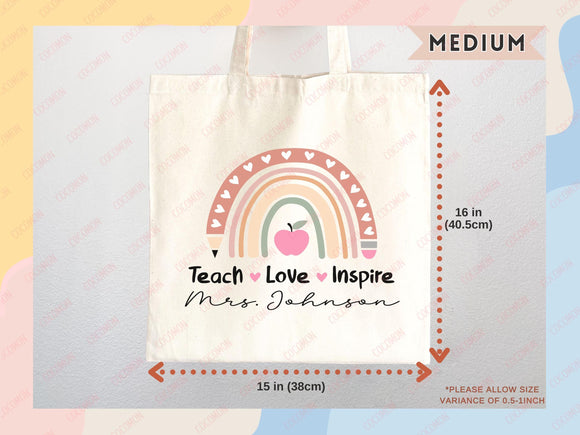Teacher Appreciation Bag Gift Tote Bag Canvas Custom Teacher Gift Personalized School Bag Gifted Teacher Tote Reusable Bag School Campus Bag