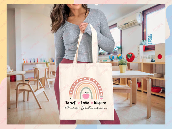 Teacher Appreciation Bag Gift Tote Bag Canvas Custom Teacher Gift Personalized School Bag Gifted Teacher Tote Reusable Bag School Campus Bag
