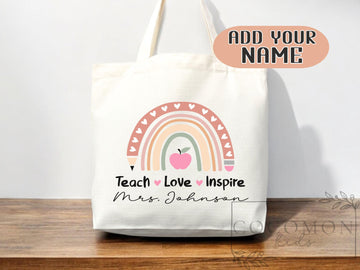 Teacher Appreciation Bag Gift Tote Bag Canvas Custom Teacher Gift Personalized School Bag Gifted Teacher Tote Reusable Bag School Campus Bag