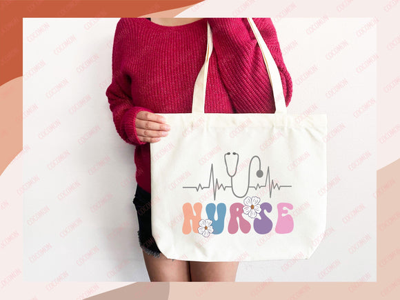 Nurse Canvas Tote Bag Nursing Bag Registered Nurse Gift for Her Women Bag Everyday Tote Eco Friendly Gift Tote Shopper Reusable Grocery Bag