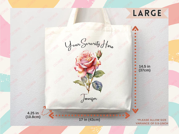 Custom Sorority Tote Bag Gift Rush Initiation Bid Day Big Little Gift Custom Name Sorority Gift College Tote Bag Personalized University Bag