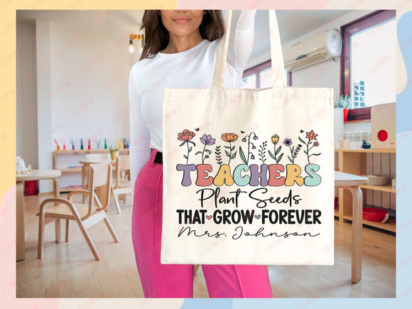 Teacher Appreciation Bag Gift Tote Bag Canvas Custom Teacher Gift Personalized School Bag Gifted Teacher Tote Reusable Bag School Campus Bag